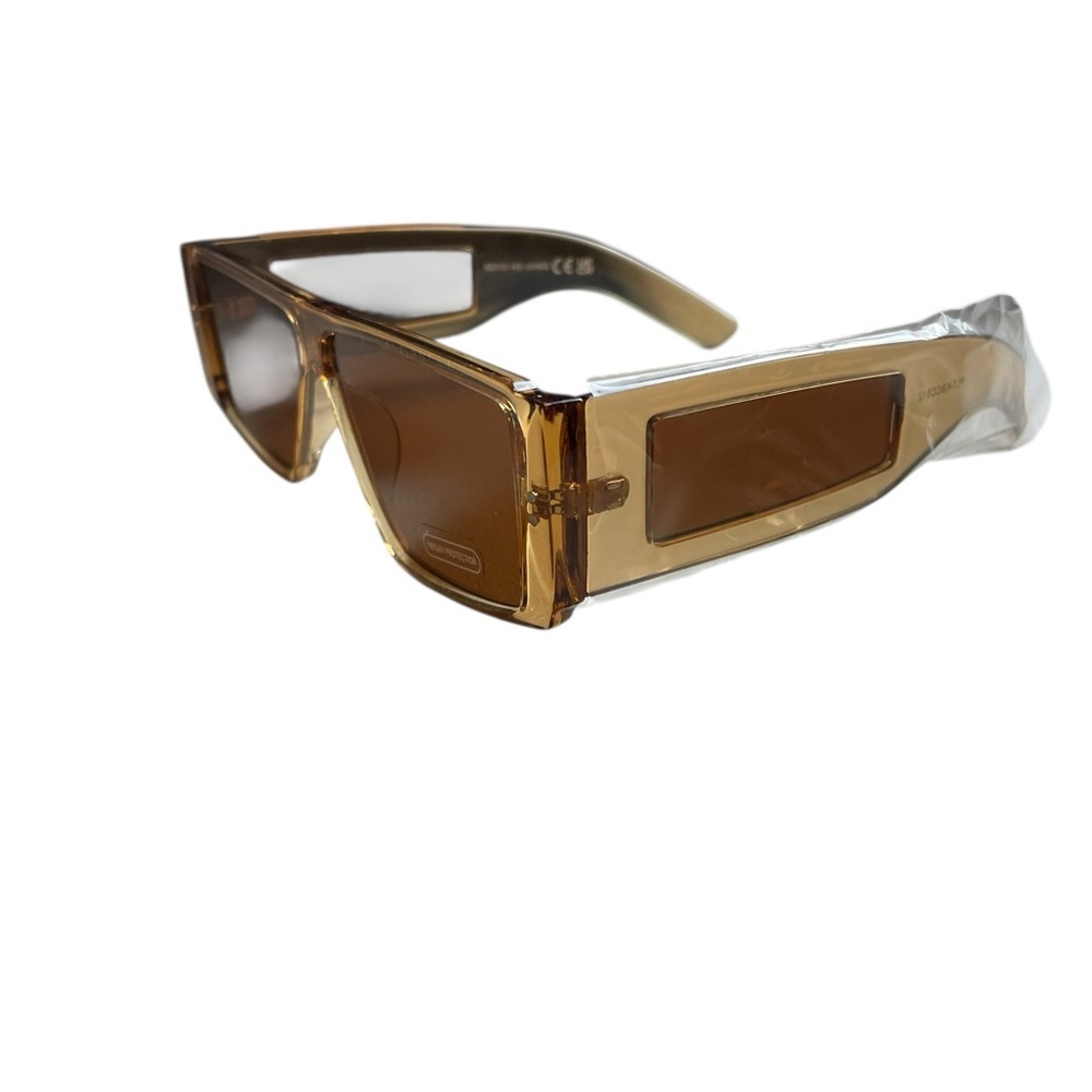 PrettyLittleThing Toffee Flat Top Transparent Visor Sunglasses One Size NWT - Picture 9 of 9